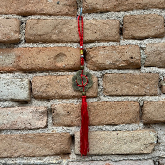 Móbile Roda de Moedas Feng Shui 32cm - Talismã da Prosperidade